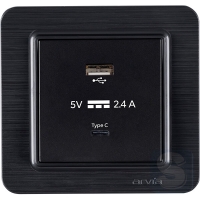 Розетка USB-A + USB-C 5V-2.4A Arvia Electric Lavin Черный матовый (21 25 4007 304)